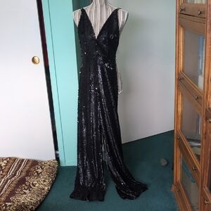 Black Sequin Evening Gown
